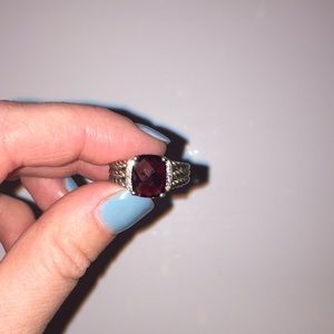DY: Petite Wheaton Ring with Garnet and Diamonds